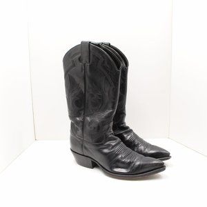 Justin Mens Black Leather with Embroidery Boot